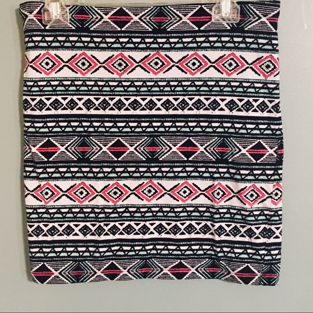 Multicolored Tribal Print Bodycon Miniskirt